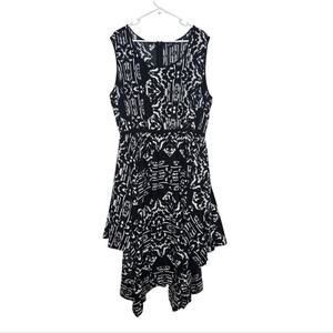 Diva Collection Black/White Asymmetrical Midi Dress Womens Plus Size 3X